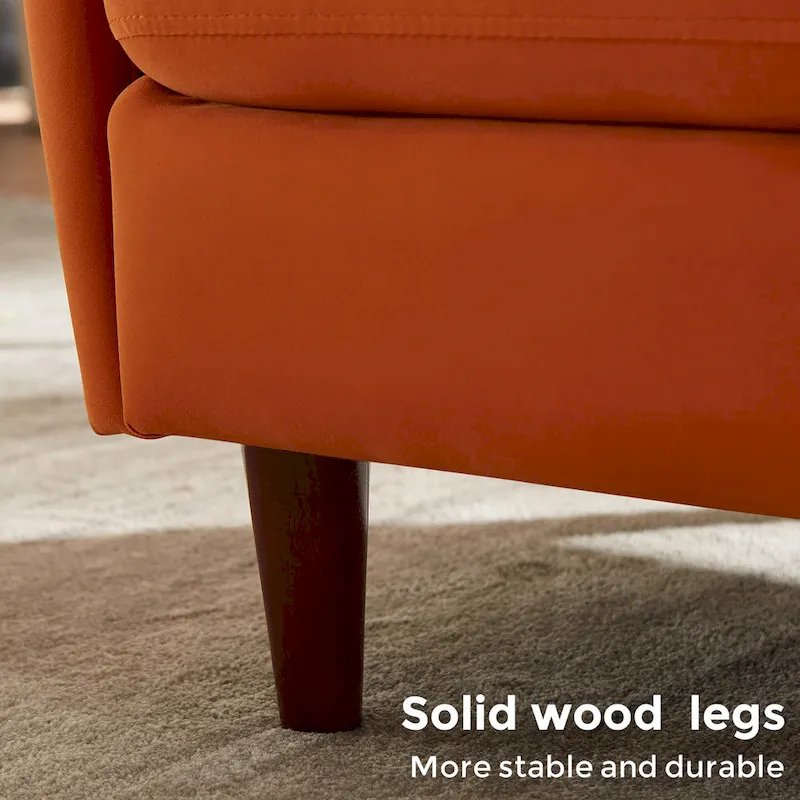 VANOMi 28.34W Set Of 2 Accent Armchair, Velvet Barrel Chair with Solid Wood Legs