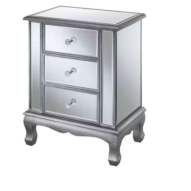 Gold Coast Vineyard Mirrored 3 Drawer End Table - Breighton Home