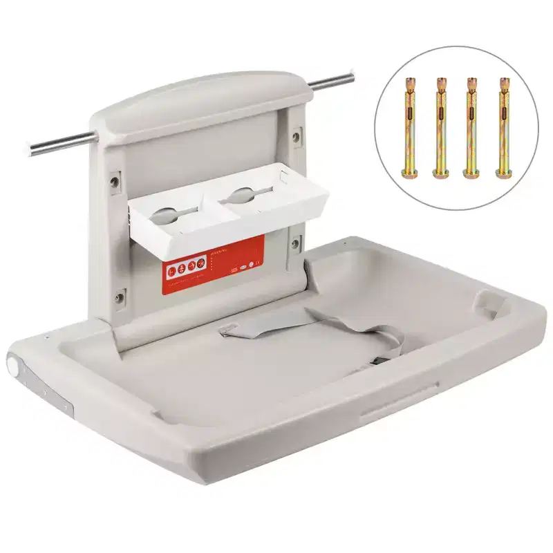 VEVOR Horizontal Baby Changing Table Wall-mounted Baby Diaper Changing Station Vertical Fold Down Baby Changing Table, Gray