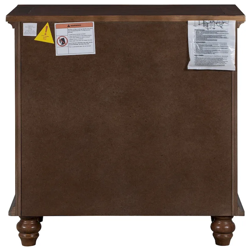 Solid Pine Wood End Table with Pull-out Tray and 3 Drawer, Easy Assembly