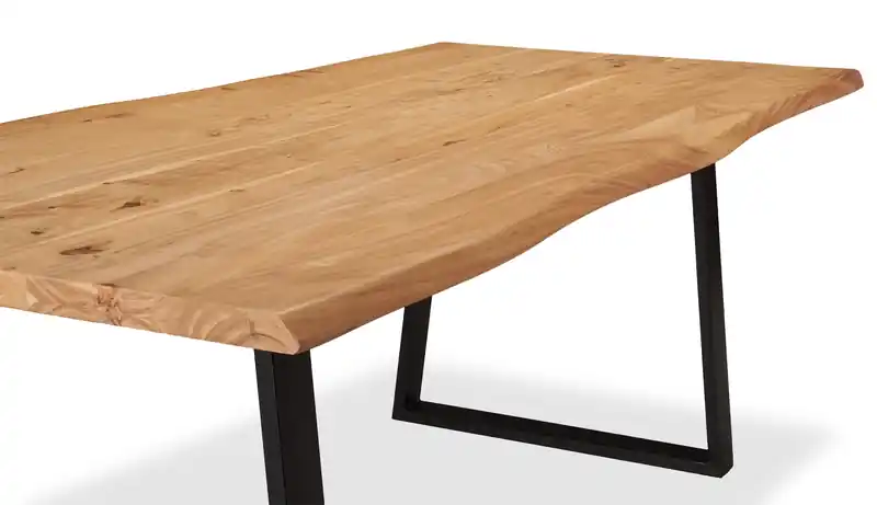 Oskar Dining Table, Acacia Wood & Metal, 79W - Natural & Black
