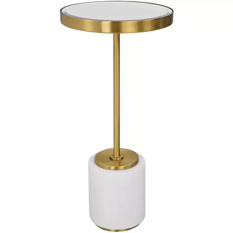 Uttermost Laurier 12W White Brushed Brass Round Drink Table