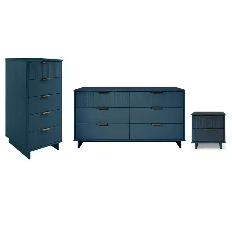 Manhattan Comfort 3pc Granville Chest with Double Dresser and Nightstand Bedroom Set