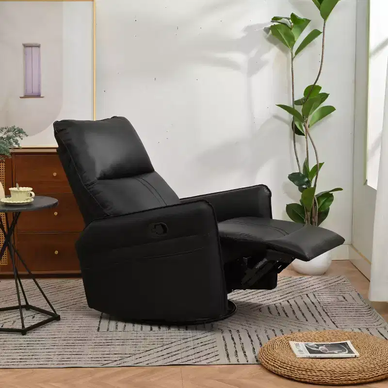 Okak Rocking Recliner Chair with Side Pocket 360 Swivel Nursery Accent Chair Small Glider Chair for Living Room Bedroom Home Theater