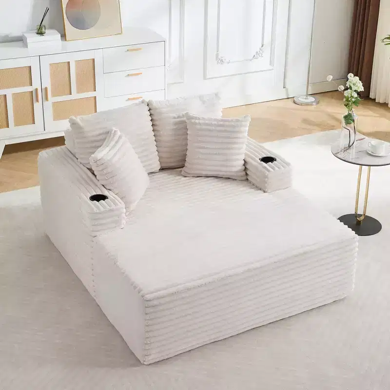Corduroy Oversized Chaise Lounge Sleeper Sofa 64''L x 54''W