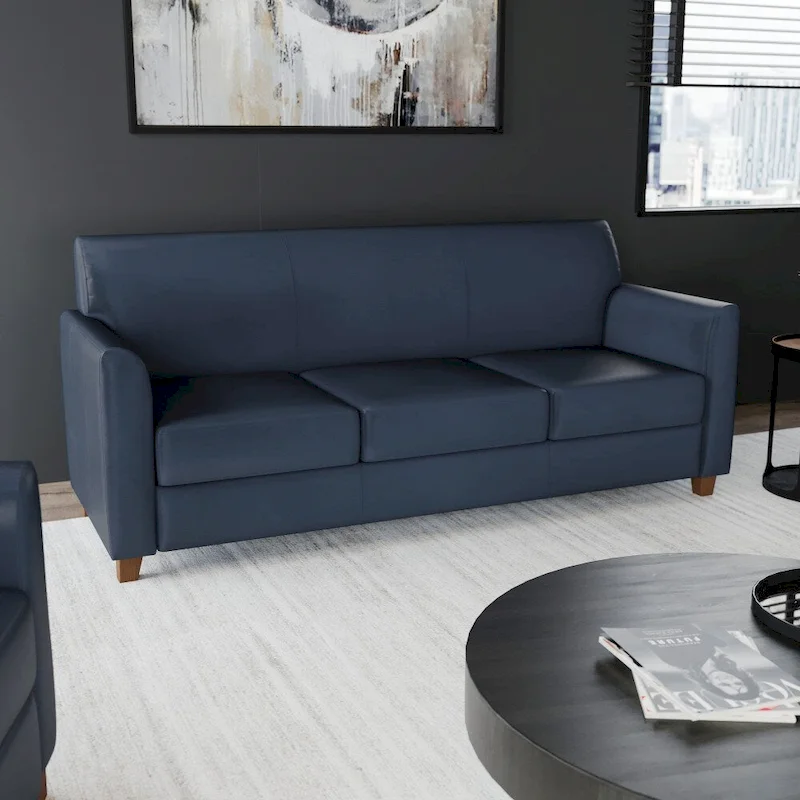 LeatherSoft Sofa with Clean Line Stitched Frame - 70W x 29D x 32.25H
