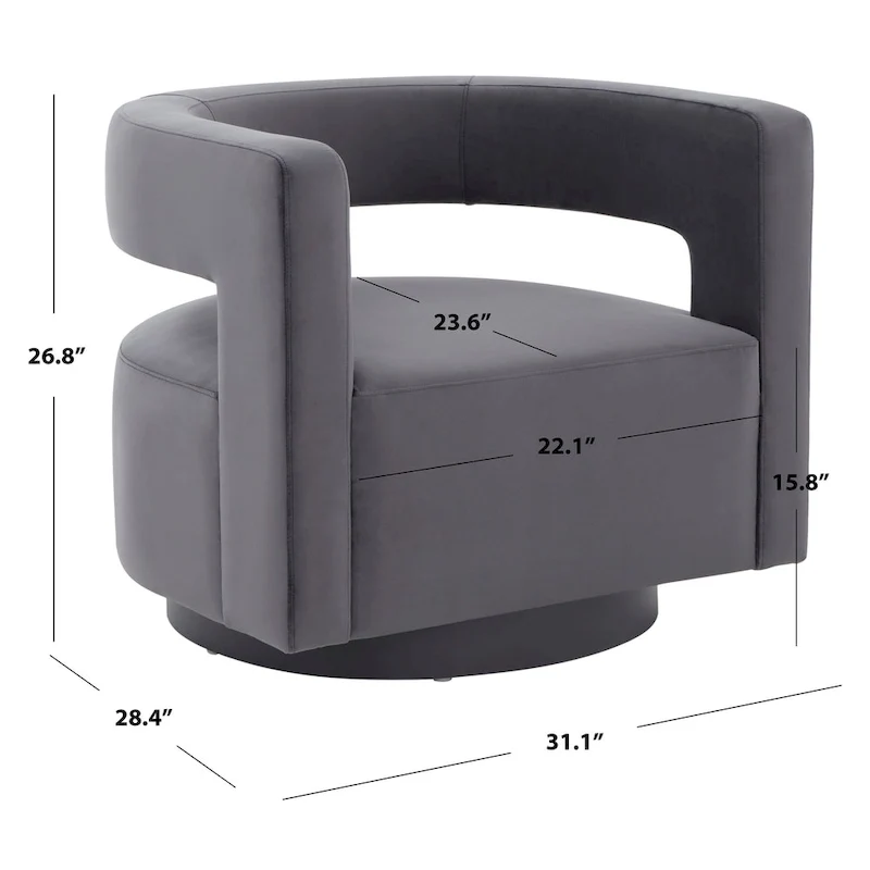 SAFAVIEH Couture Cela Swivel Chair (Fully Assembled) - 31.1 W x 28.4 L x 26.8 H - 31Wx28Dx27H