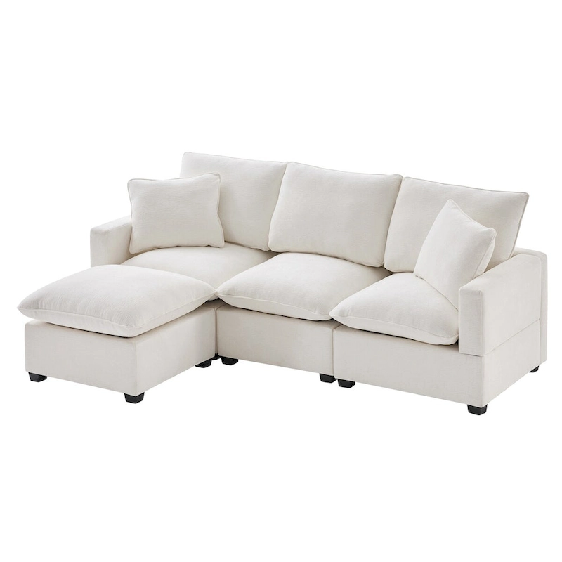 Nestfair Modern Modular Sofa 4 Seat Chenille Sectional Couch Set with 2 Pillows Included