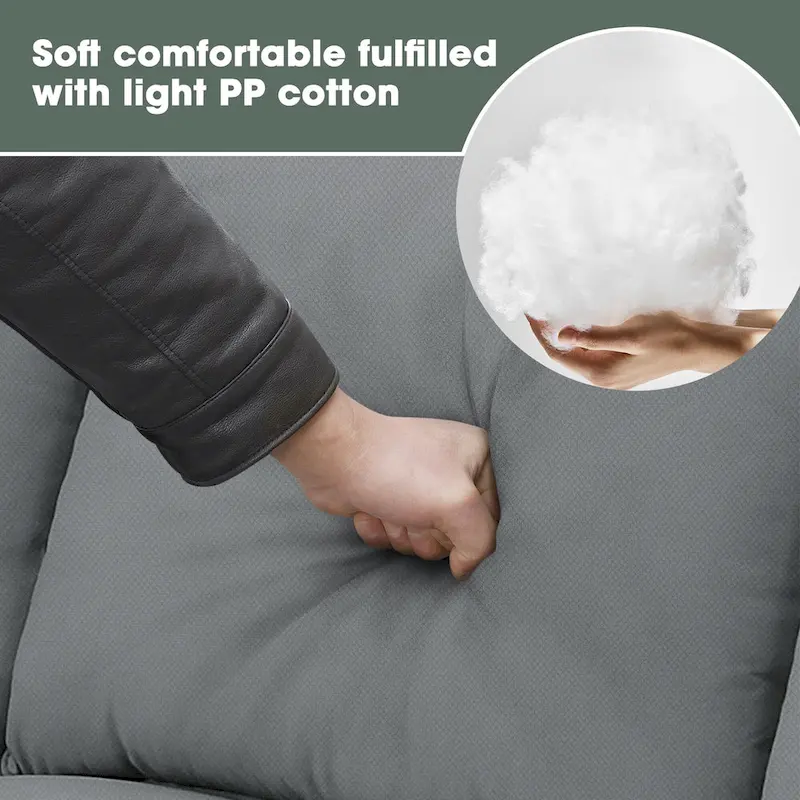 112*87 Sectional Sofa Couches Living Room Sets 7 Seats Modular Sectional Sofa with 3 Pillows, Grey