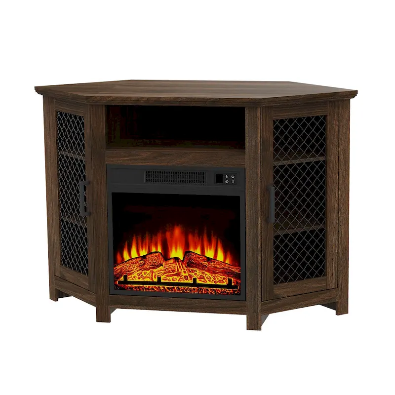 44.8 TV Stand Console with 18 Electric Fireplace and Shelves - N/A