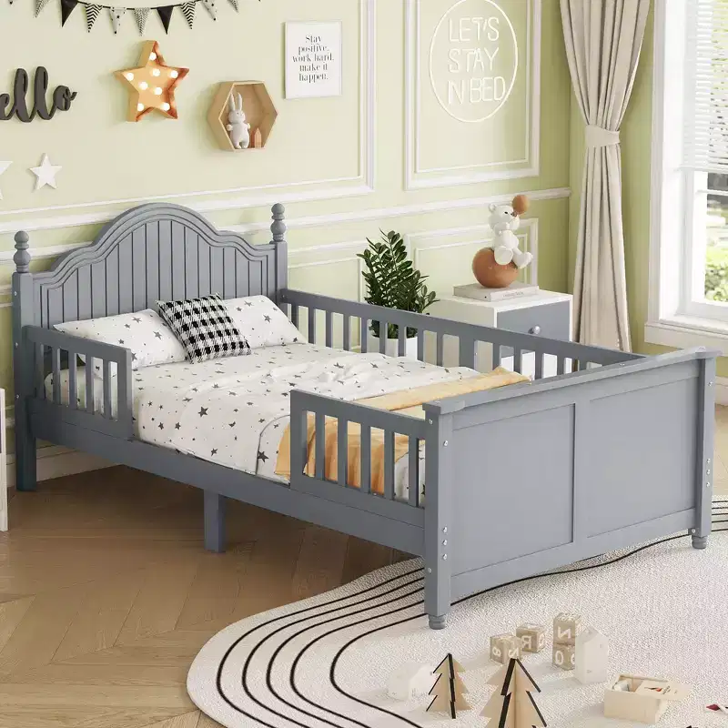 Twin/Full Bed for Kids, Platform Bed Daybed with Removable Rails, Headboard & Footboard