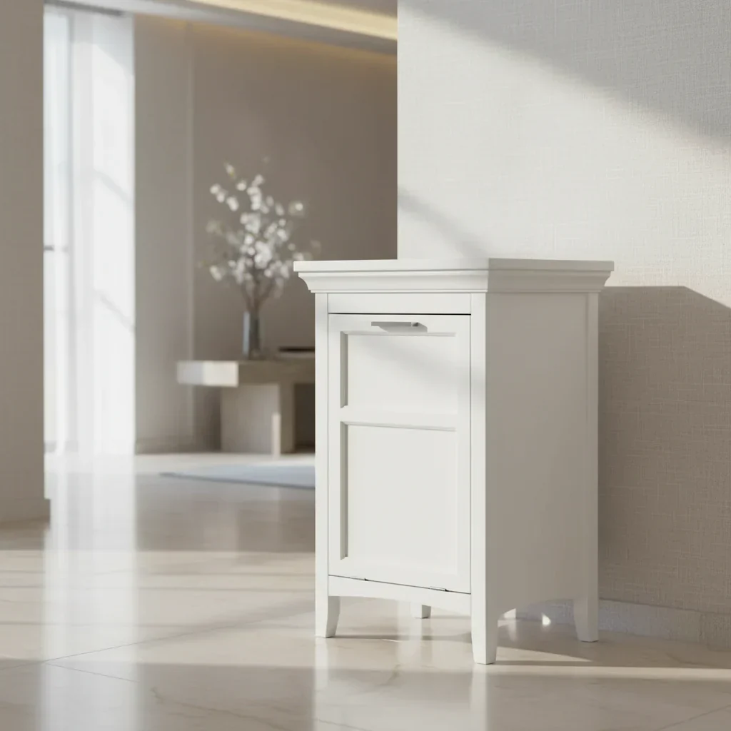 Laundry Hamper with Storage Cabinet – White