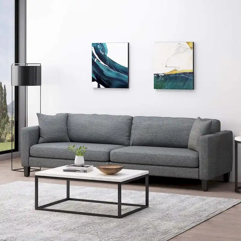 Comfy 3-Seat Sofa with Wooden Legs, Modern Style for Living Room and Study