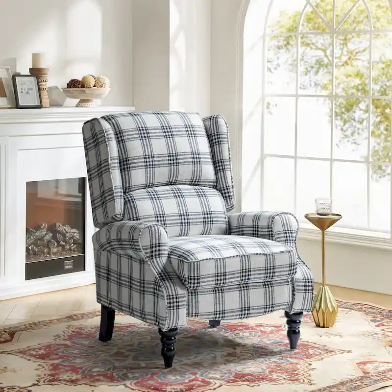 Olympus Upholstered Classic Manual Wingback Recliner with Solid Wood Legs by HULALA HOME