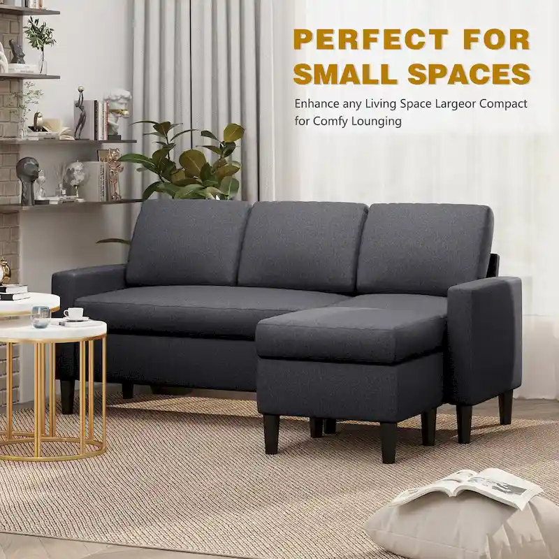 Futzca 74 Convertible Sectional Sofa Couch, Small L-Shaped Sofa
