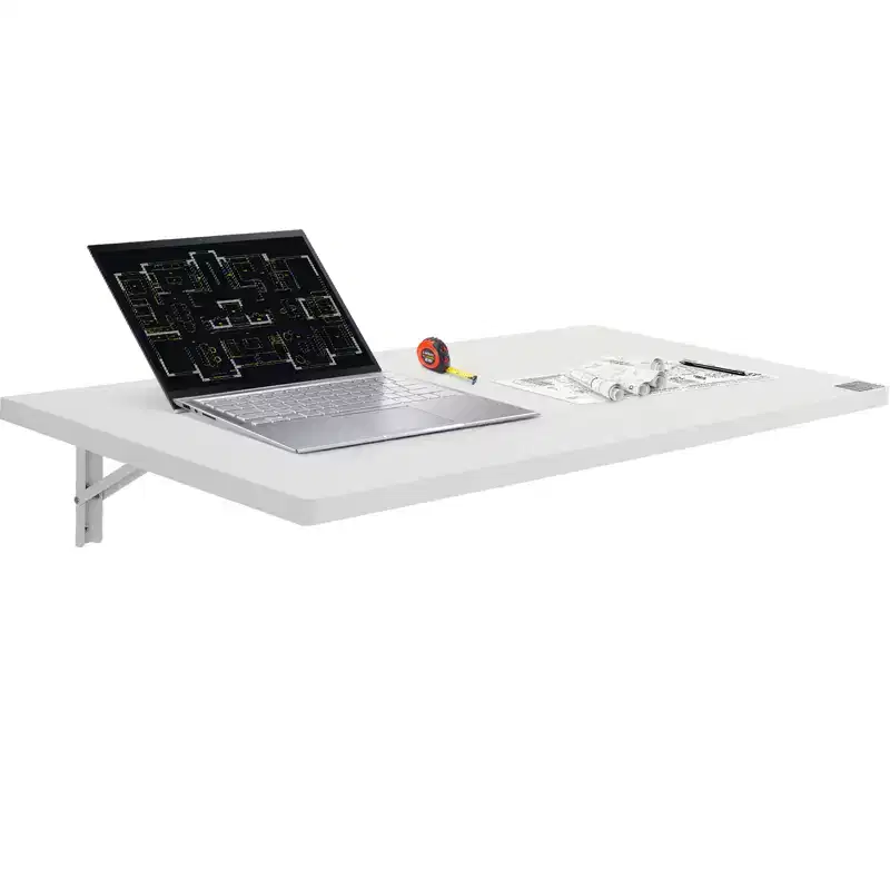 Wall Mounted Folding Table, 39.37 x 19.69 Wall Mount Drop Leaf Table, Floating Desk with Iron Bracket, Fold Down Desk