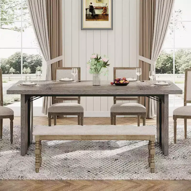 LITTLE TREE 70.9" Rectangular Dining Table Gray