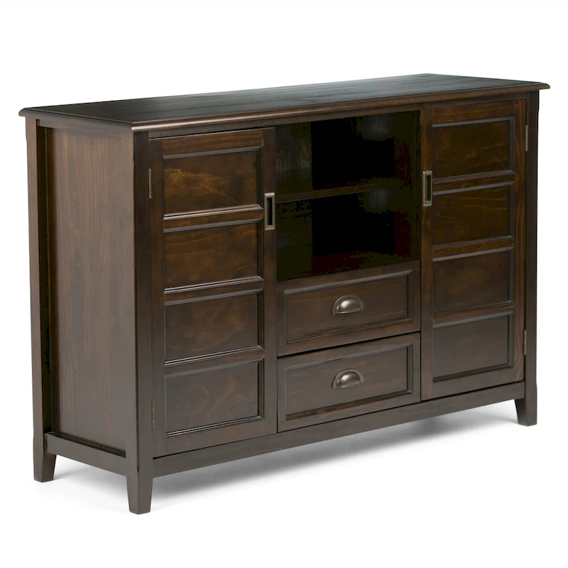 WYNDENHALL Portland SOLID WOOD 54 inch Wide Transitional TV Media Stand For TVs up to 60 inches - 54w x 17.5d x 36 h
