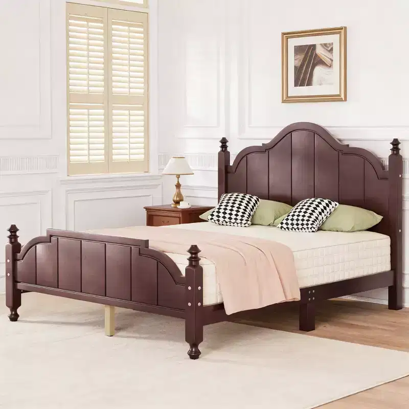 Luxystar Bed Frame With Scalloped Headboard for Bedroom