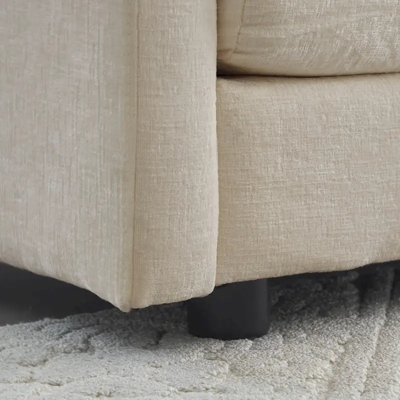 5-Piece Modular Chenille Upholstered L-Shaped Sectional Sofa with Ottoman