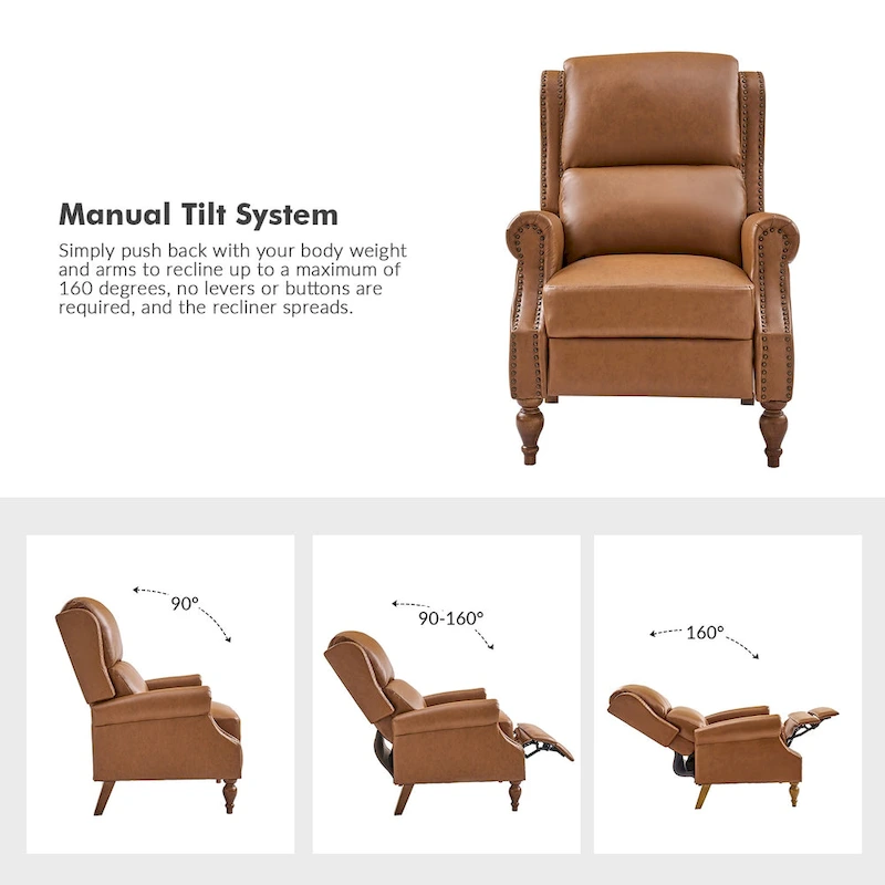 Terri Traditional Vegan Leather Manual Push Back Recliner Set of 2 by HULALA HOME