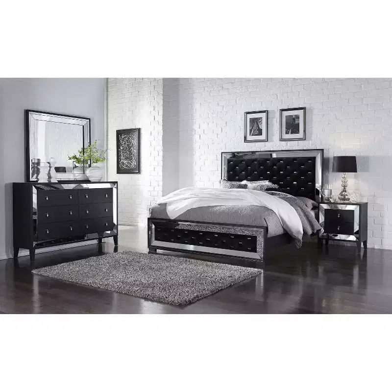 HomeStock White Mirror with LED Frame  Luxurious Modern Bedroom Accent with Chrome Detailing