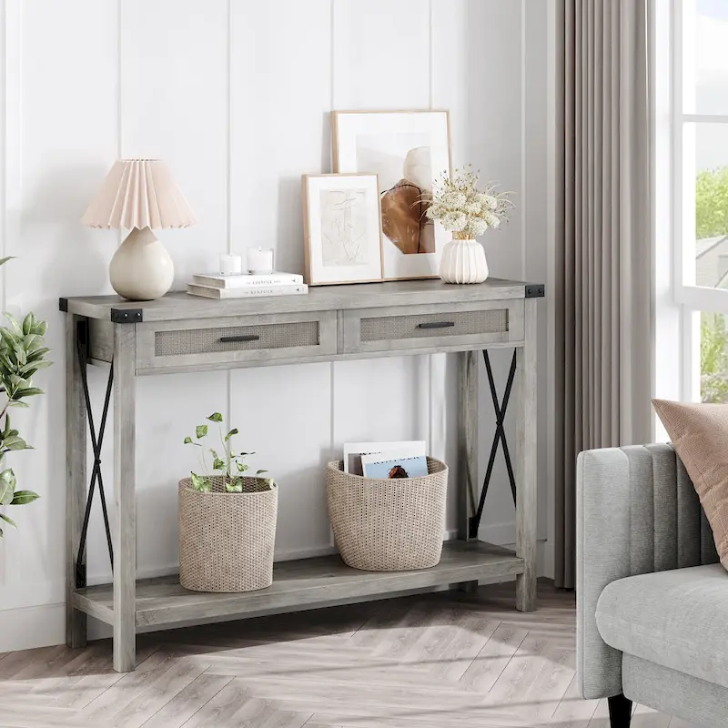 Entryway Table, Console Table Wood Sofa Table with Storage Drawers