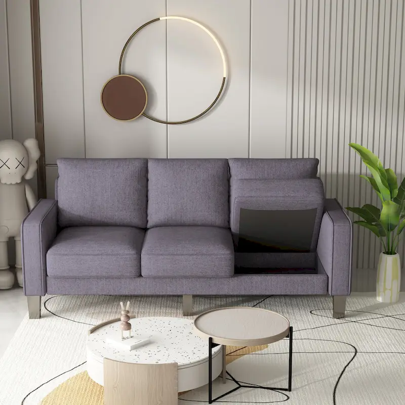 Modern Living Room Furniture Sofa in Beige Fabric 2+3