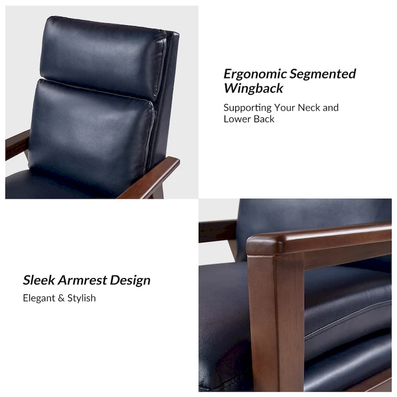 Patrick Mid-century Vegan Leather Solid Wood Recliner Set of 2 by HULALA HOME