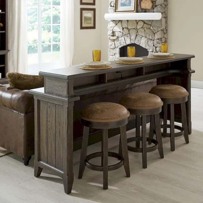 Paradise Valley Saddle Brown 4 Piece Console Table Set