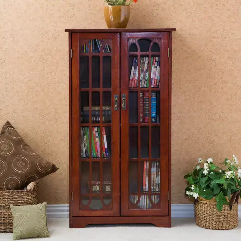 Window Pane Media Cabinet - Cherry - SEI