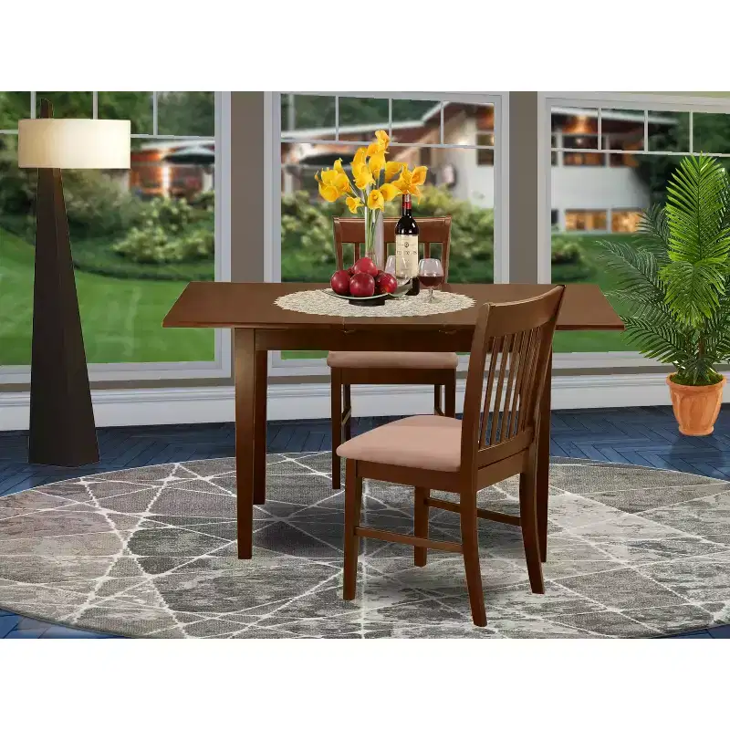 HomeStock Dinette Set Rectangular Table With Leaf And Dining Chairs