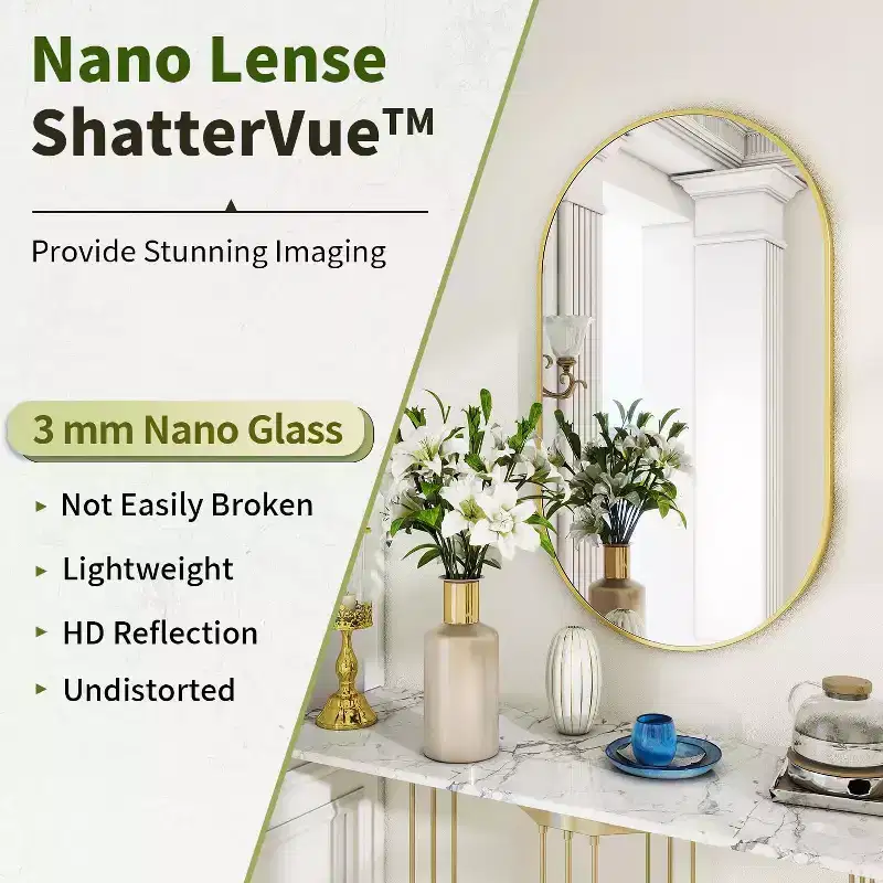 HOMLUX 20x36/22x38 Oval Pill Mirror Wall Mount Full Length Bathroom Mirror Horizontal Vertical