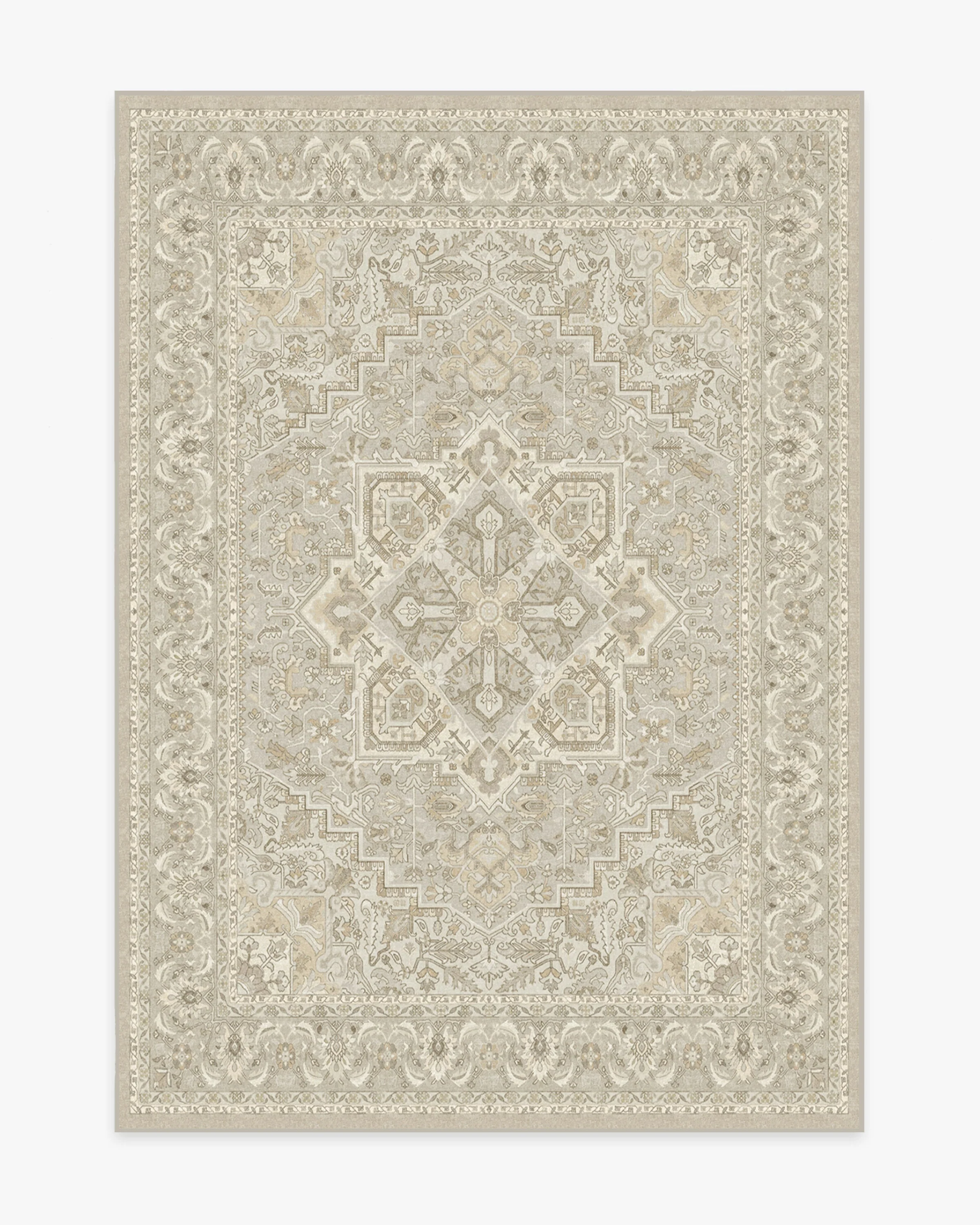 Old-World Persian Flatwoven Rug with Cream Taupe Geometric Medallion for Living Room & Dining Room