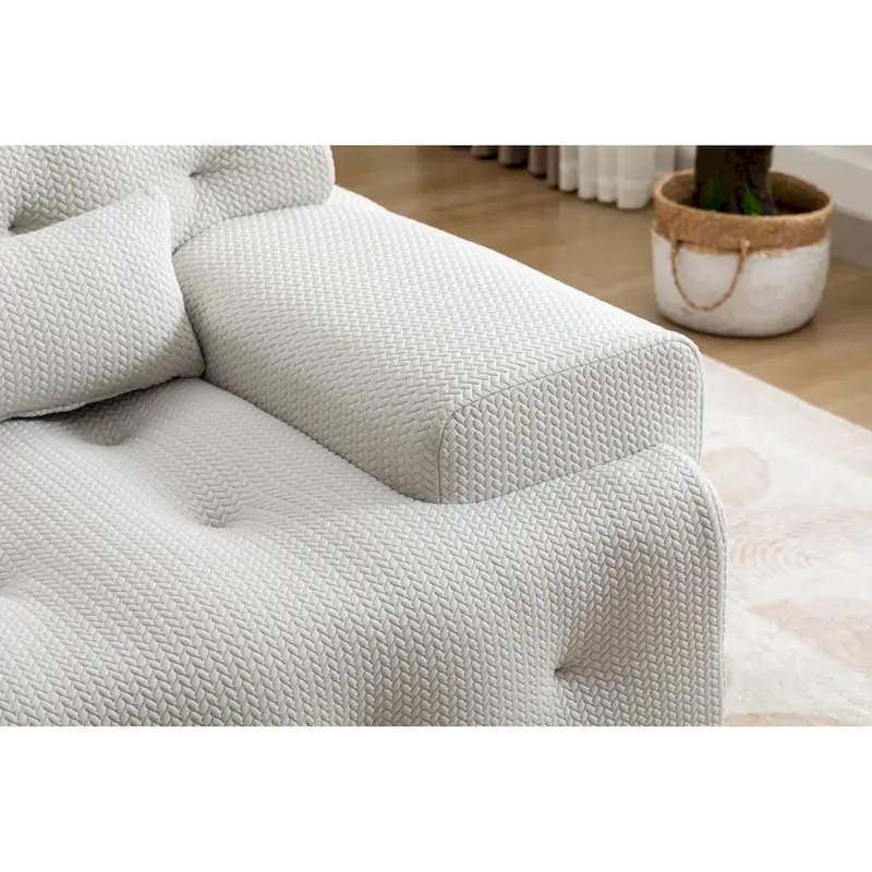 Beige Button-Tufted Accent Chair with High-Density Foam Cushion