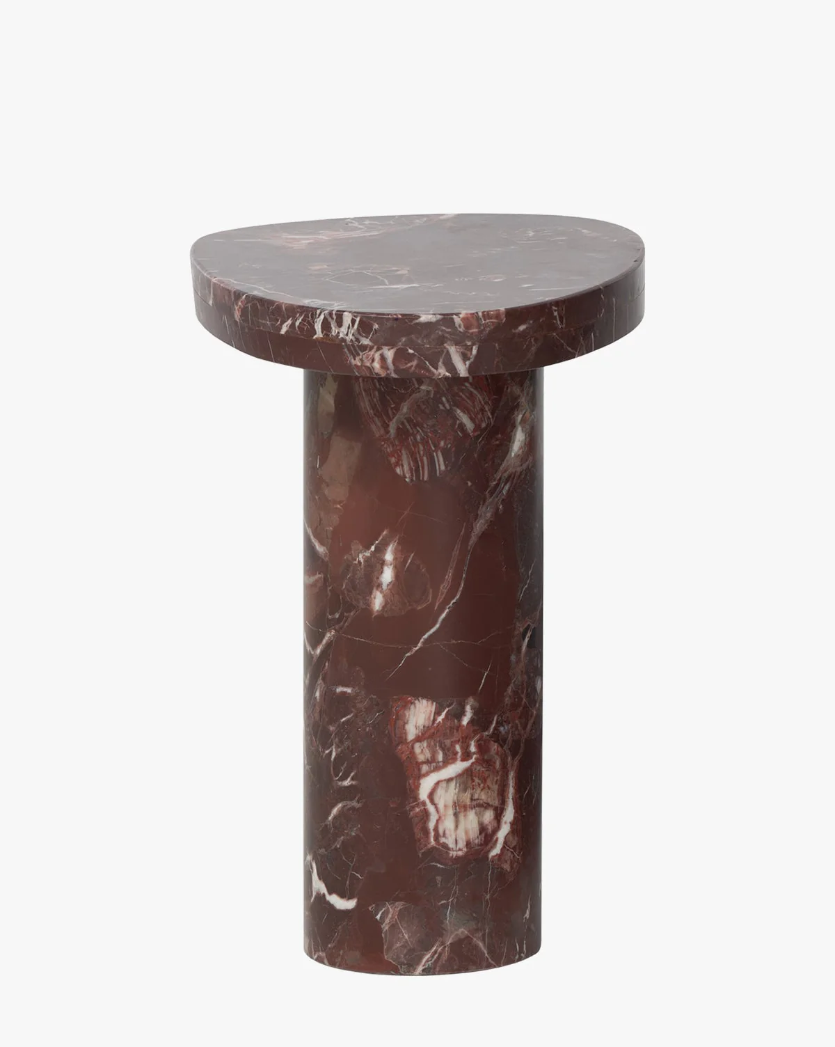Luxury Marble End Table with Rich Tones & Natural Veining for Living Room