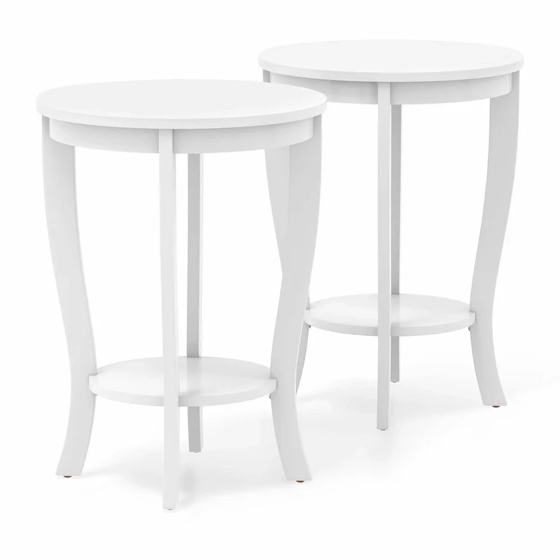 2-Tier Round Side Table Set of 2, 18