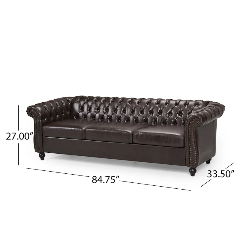 Parksley Tufted Chesterfield Faux Leather Sofa by Christopher Knight Home