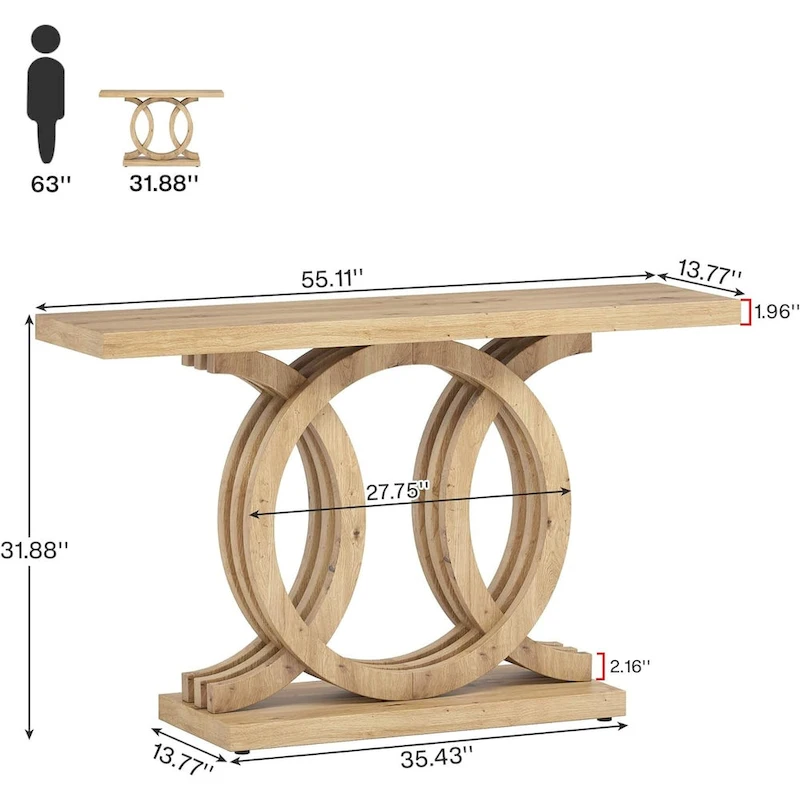 Farmhouse Console Sofa Table, 55 Inches Entryway Hallway Foyer Table