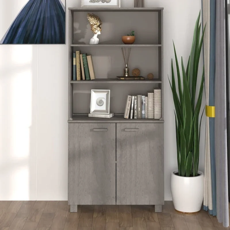 Drawer Cabinet Bookshelf with Storage Shelves Solid Wood Pine - 33.5 x 13.8 x 70.9