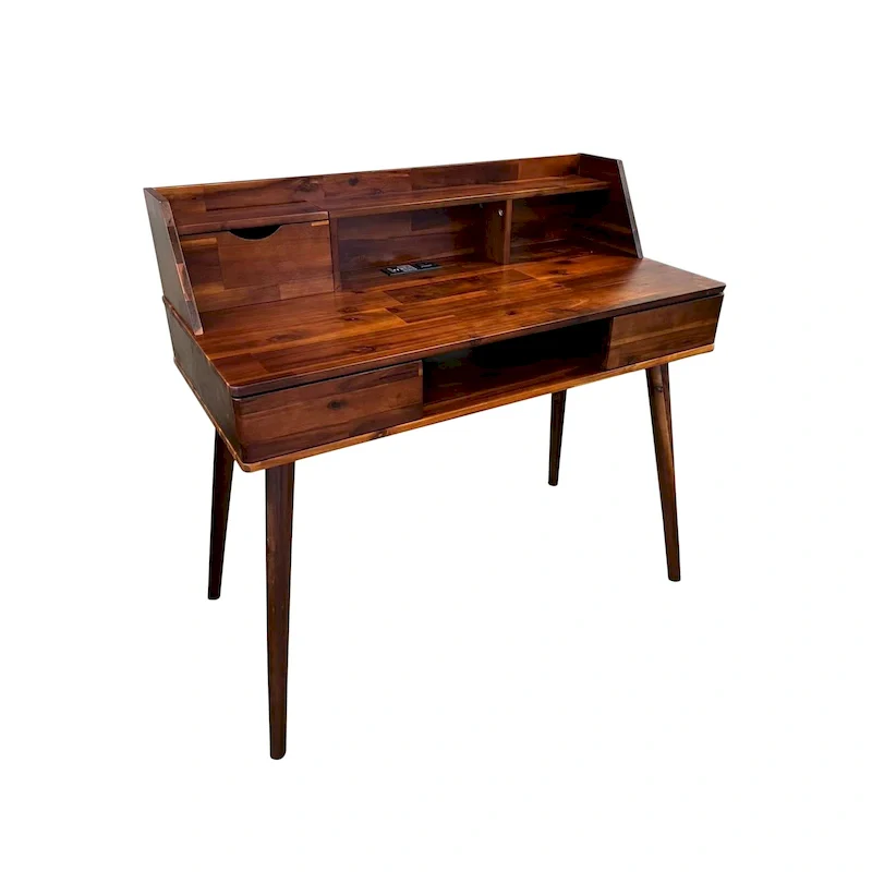 Solid Acacia Desk with Charging Station