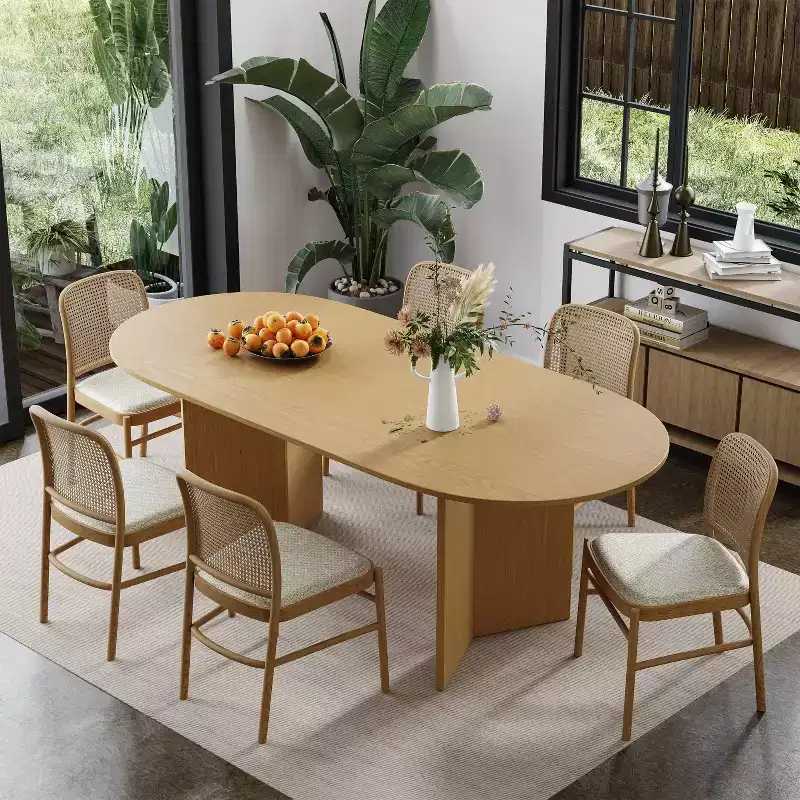 Dovelina 67 Oval Dining Table Modern Wood Kitchen Table Dining Room Table for 6 People