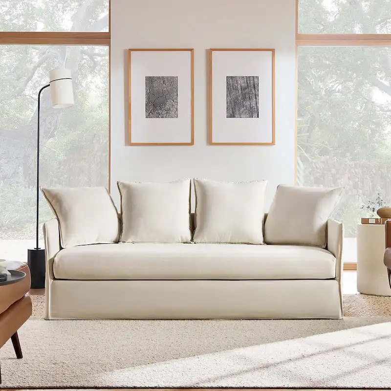 Gottfried 80 Slipcovered Sofa with Removable Cushions by HULALA HOME