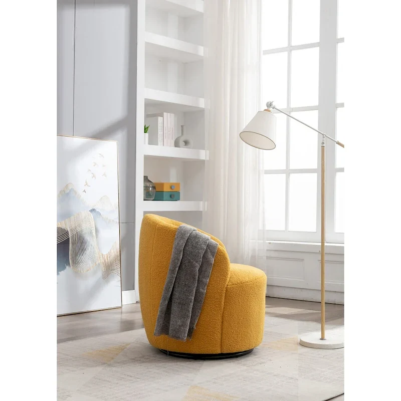 Swivel Accent Armchair Barrel Chair with Black Powder Coating, Blue