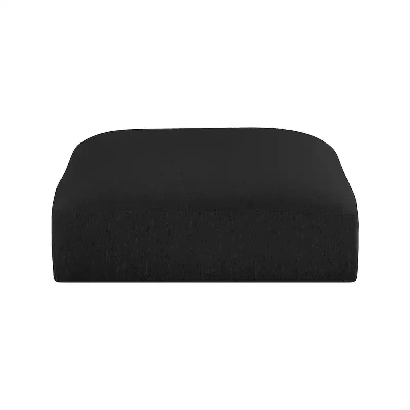 Round Polyester Fabric Ottoman, Low Profile Casual Seating for Living Room or Den
