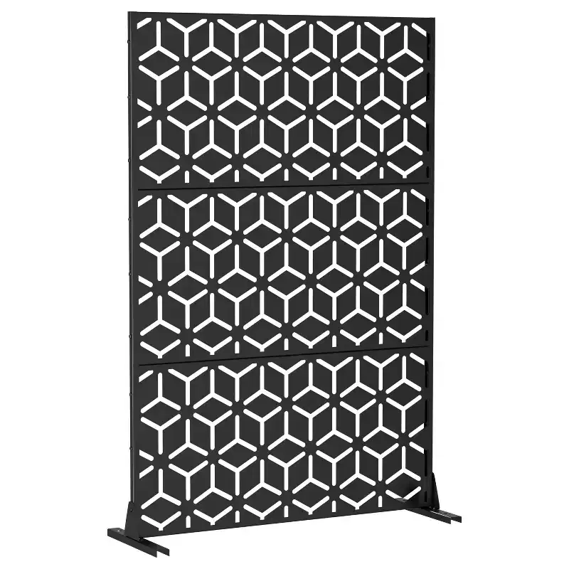 Bob Hexagonal Diamond Black Galvanized Steel Screen 183x120x40cm