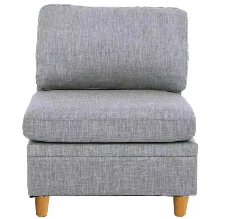 Okak Modern Convertible Sectional Sofa Couch with 2 Corner Wedges, 1 Armless Chairs, 2 Ottomans, Dorris Fabric 5pc Modular Sofa for Living Room
