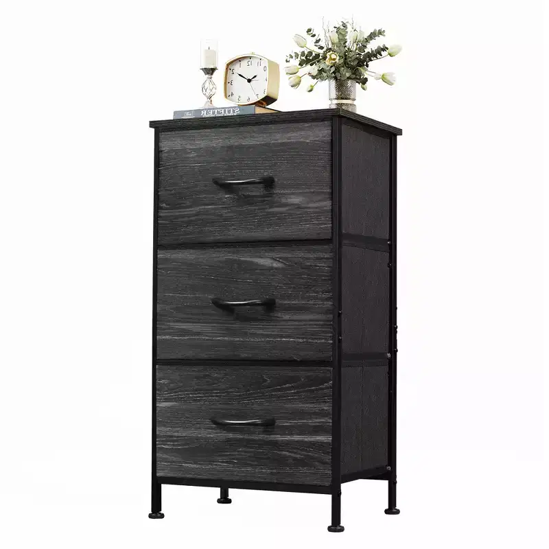 Nightstand with 3 Drawers Fabric Dresser Storage Organizer for Bedroom, Hallway, Entryway, Closets