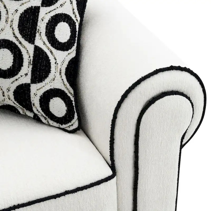 Furniture of America Anastasia White Chenille Sofa with Accent Pillows