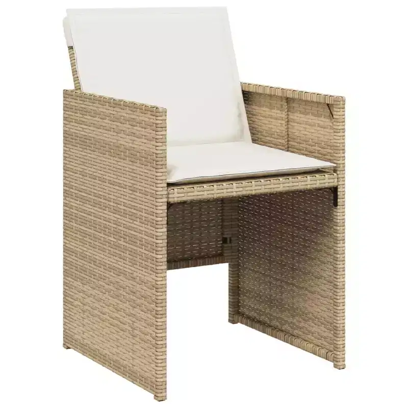 vidaXL Patio Chairs with Cushions 4 pcs Beige Poly Rattan